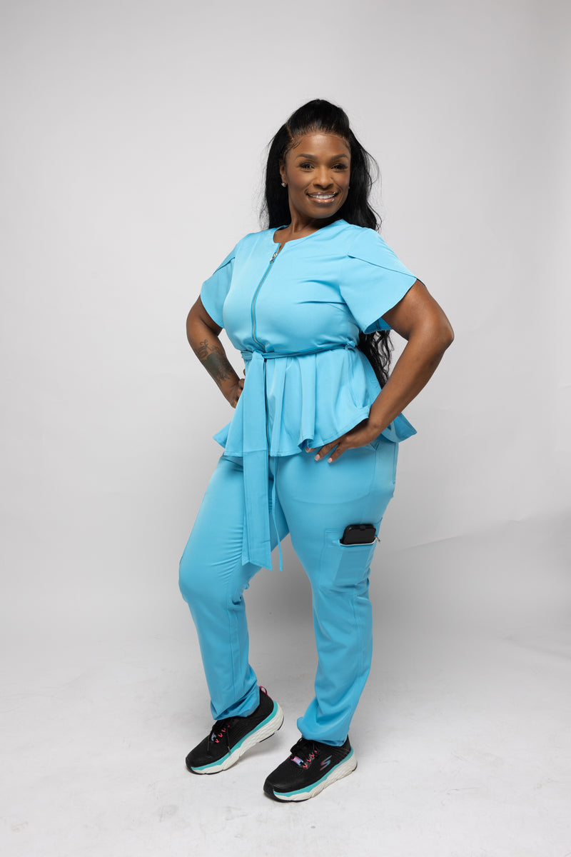 GENESIS ELITE PEPLUM TOP WITH BELT Scrub 2 Scrubs